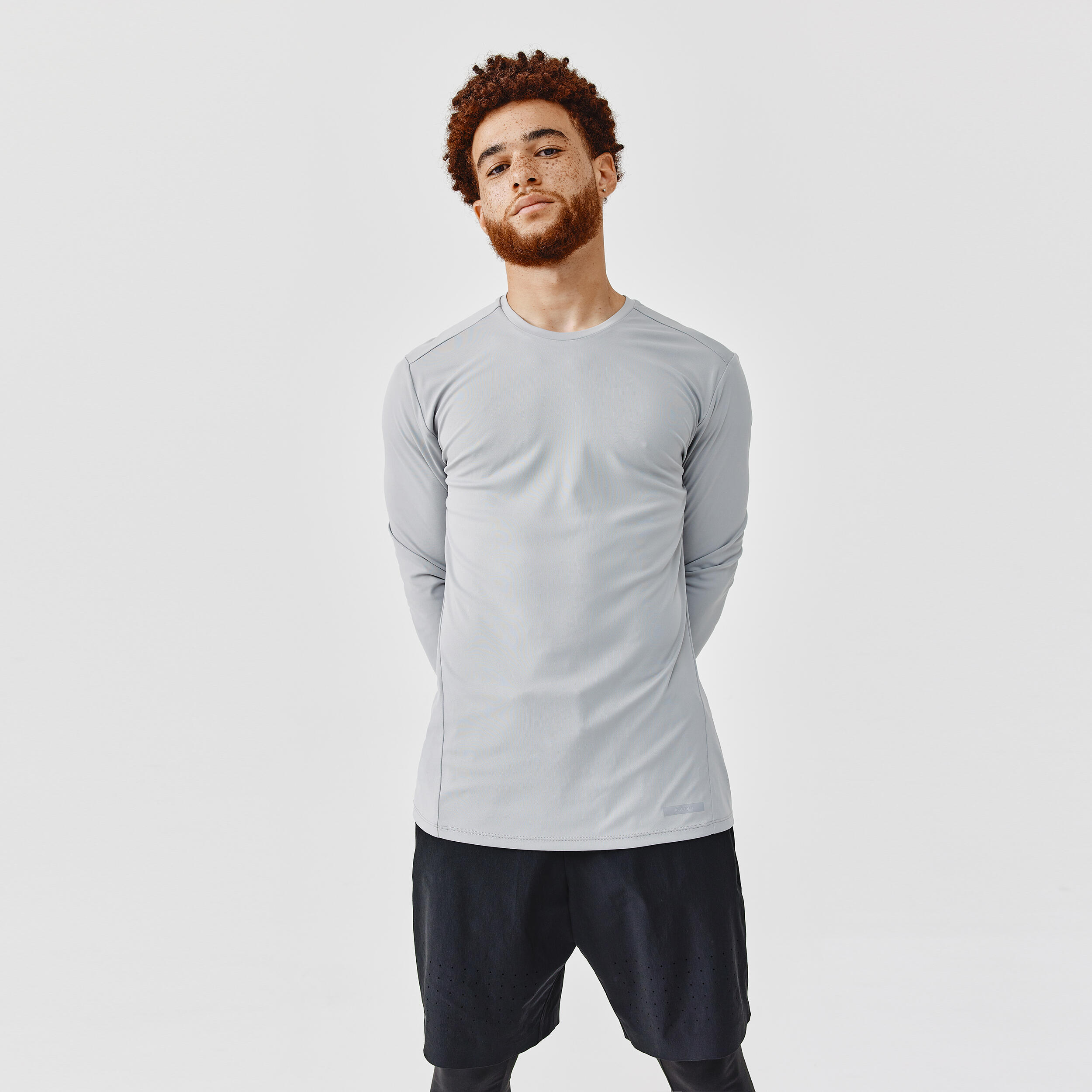 Decathlon Men Running Long-Sleeved T-Shirt Kalenji Sun Protect Anti UV M - Grey