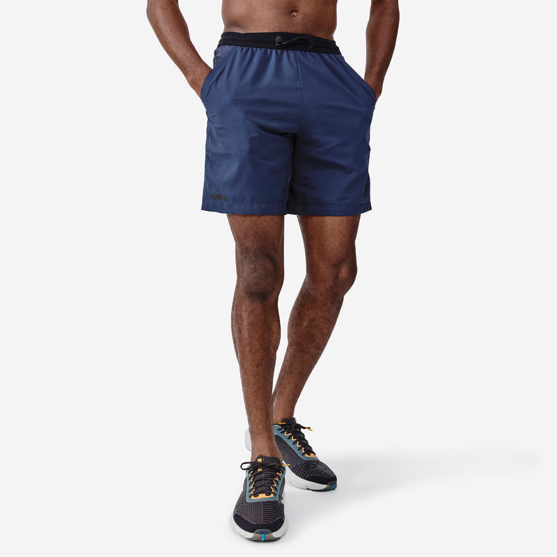 Férfi rövidnadrág futáshoz Dry+, légáteresztő, sötétkék