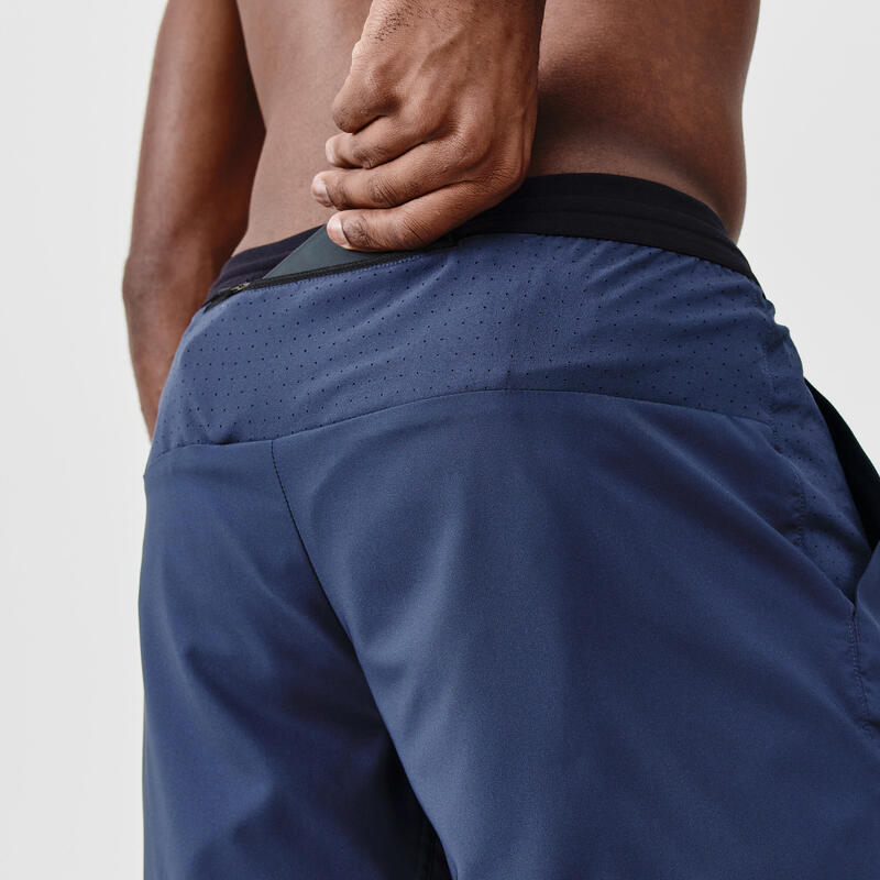 Short de running homme - kiprun run 500 dry bleu foncé