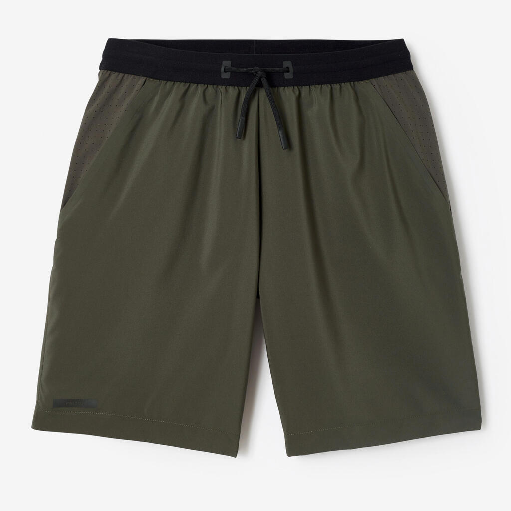 Short de running Homme - KIPRUN Run 500 Dry Vert foncé grisé