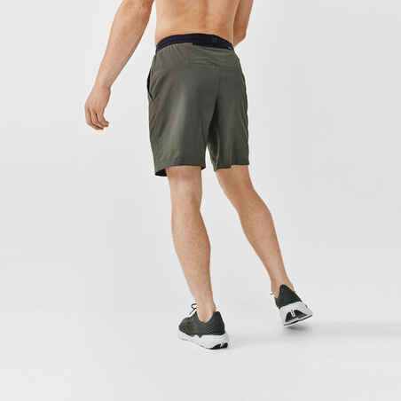 Pantalón corto running transpirable Hombre Dry+ caqui