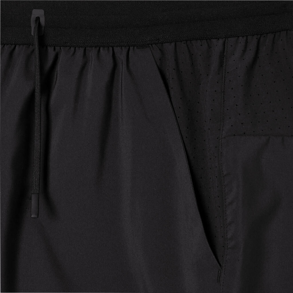Short de running Homme - KIPRUN Run 500 Dry Vert foncé grisé
