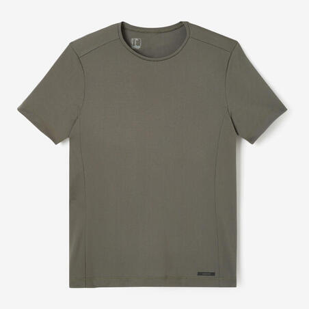 T-shirt de running respirant Homme - KIPRUN 100 Dry Kaki cendré
