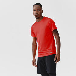 Camiseta running manga corta transpirable hombre dry rojo