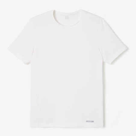 Camiseta running transpirable Hombre - KIPRUN 100 Dry Blanco 