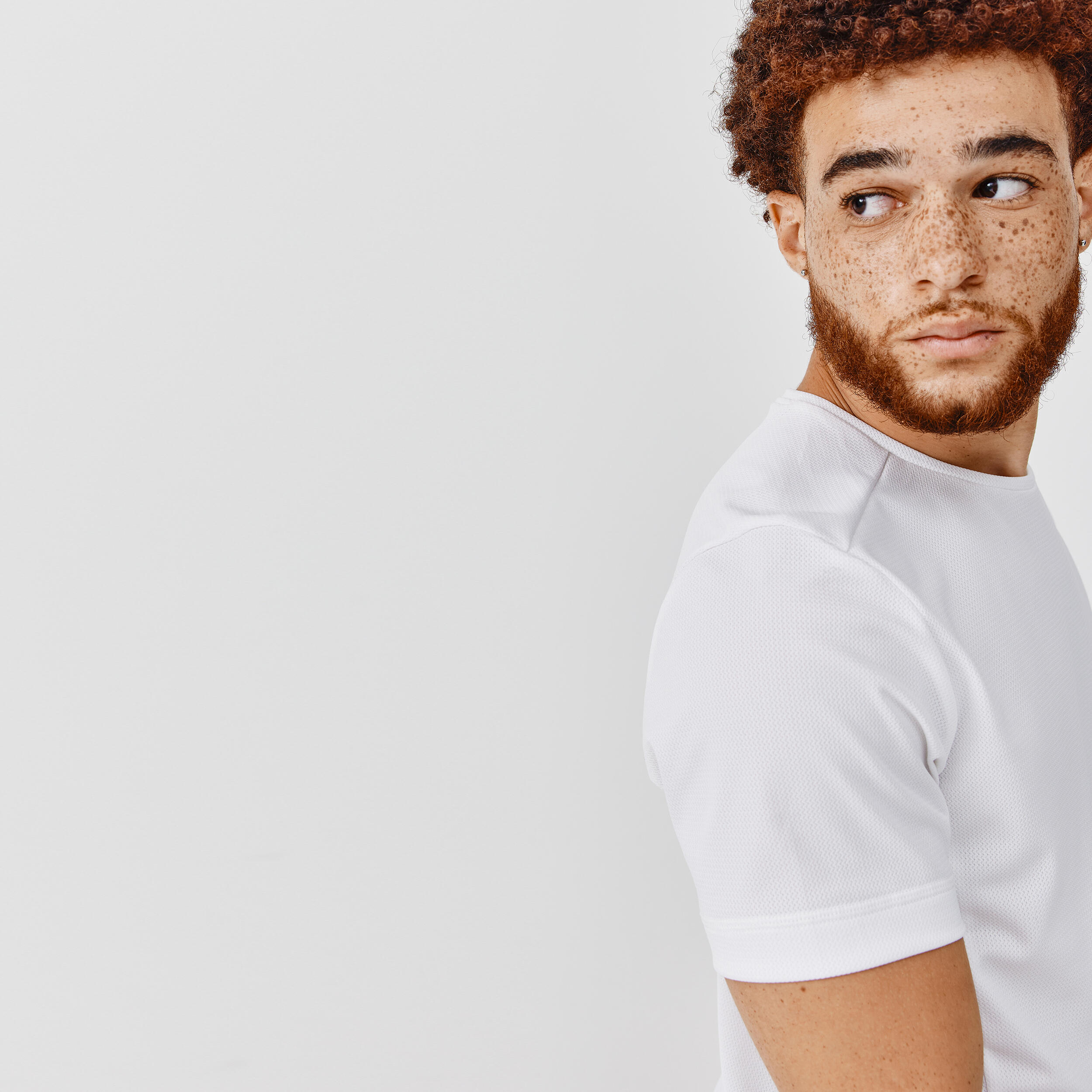 Men Running T-Shirt Breathable, Quick Dry, Kiprun 100 - White