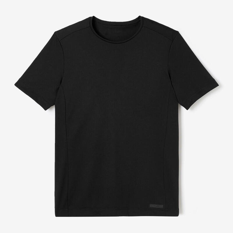 T-Shirt Respirável de Corrida Homem Dry 100 Preto