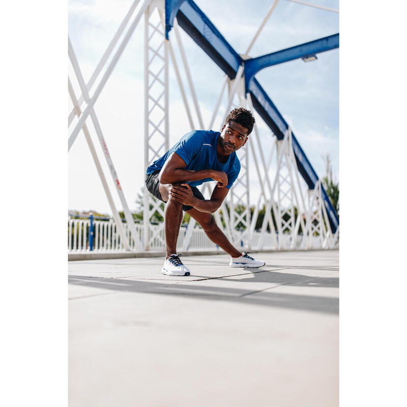 T-shirt de Corrida Respirável Dry+ Homem Azul Escuro