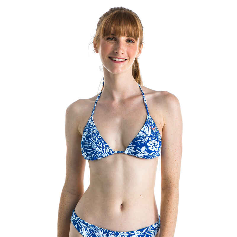 Bikini-Oberteil Damen Triangel herausnehmbare Formschalen Roxy blau/weiß