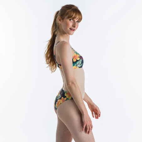 Bikini-Oberteil Damen Bustier Roxy herausnehmbare Formschalen dunkelblau/gelb