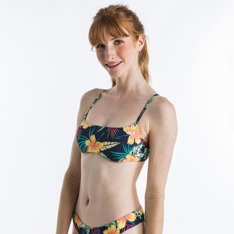 objetivo intelectual madera Top bikini Mujer Roxy tirantes azul marino tropical | Decathlon