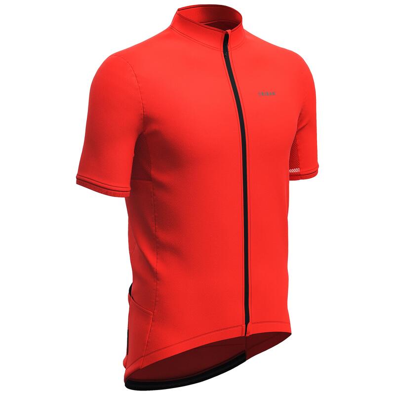 Pánský letní dres na silniční cyklistiku s krátkým rukávem RC500 červený