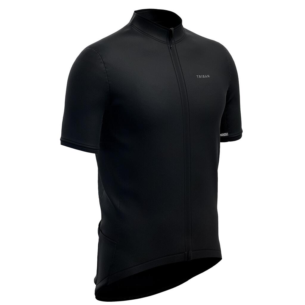 Men's short-sleeved road cycling summer jersey rc500 - blue/black