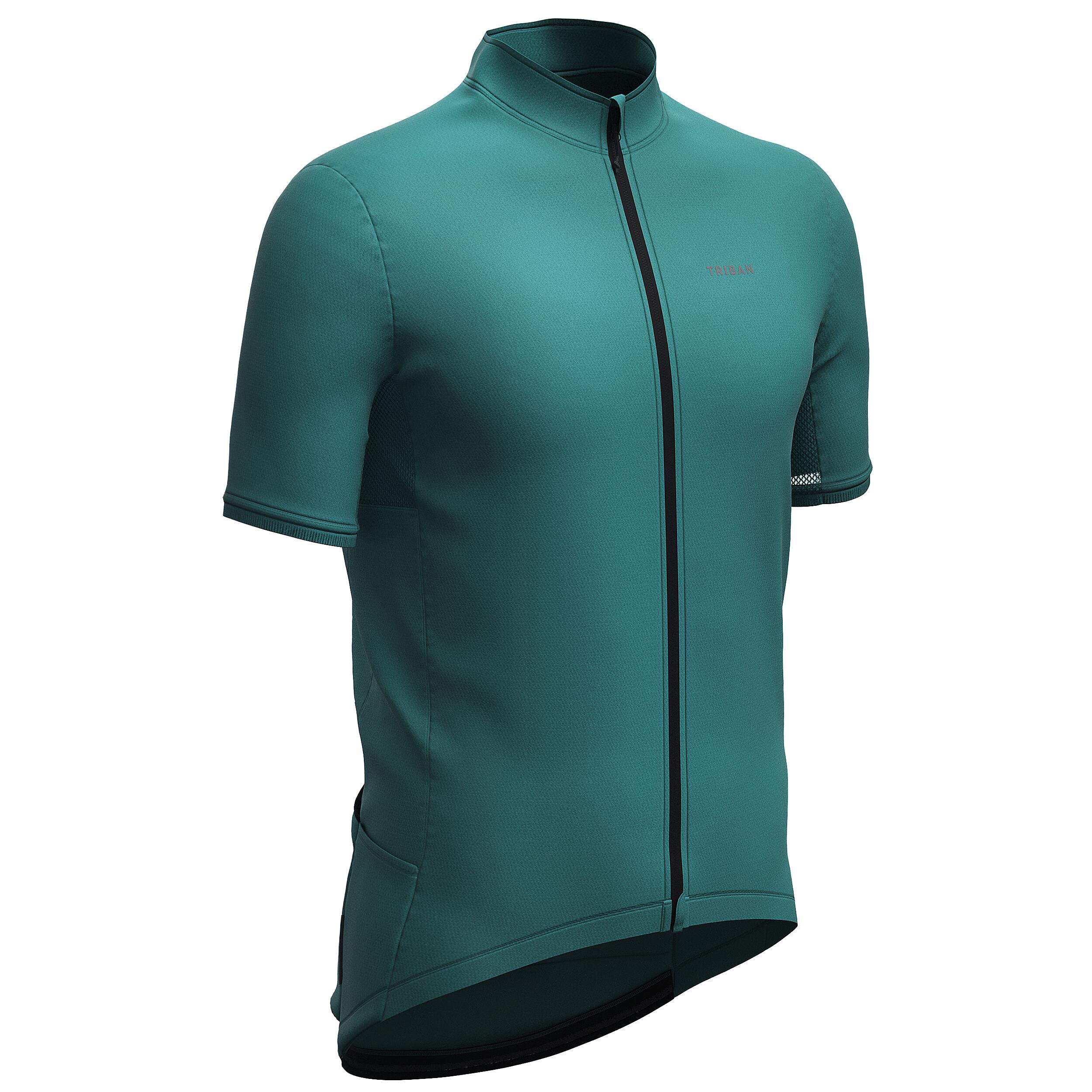 Men's Short-Sleeved Road Cycling Summer Jersey RC500 - Emerald Green 14/15