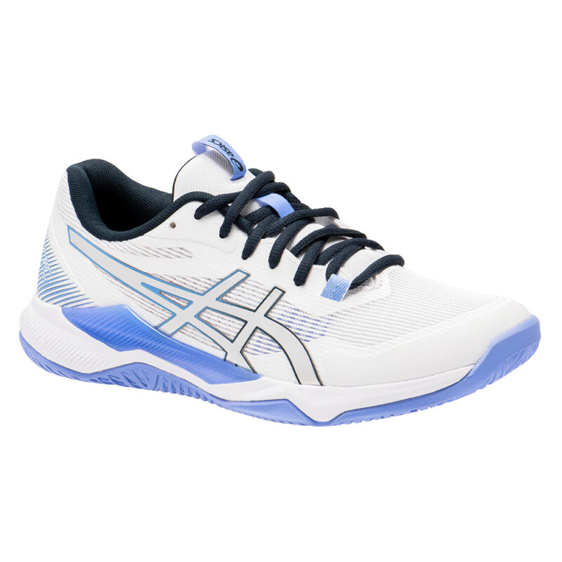Sportschoenen voor badminton squash indoor sporten GEL-TACTIC wit blauw