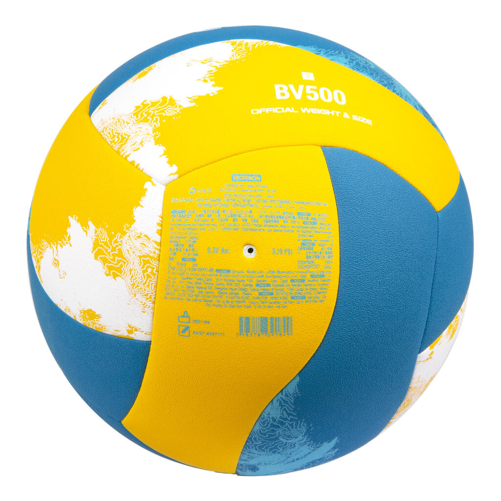 BALLON DE BEACH VOLLEY REPLICA HYBRIDE 500 JAUNE BLANC