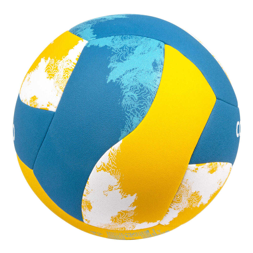 BALLON DE BEACH VOLLEY REPLICA HYBRIDE 500 JAUNE BLANC