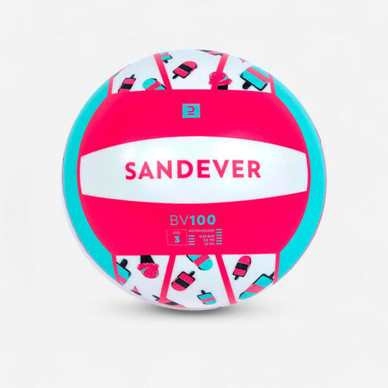 Ballon de plage BV100 Fun Taille 3 Glaces blanc et Rose