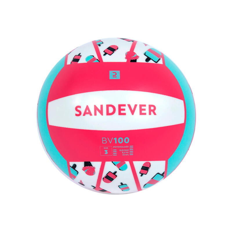 Size 3 Beach Ball BV100 Fun - White/Pink Ice Cream