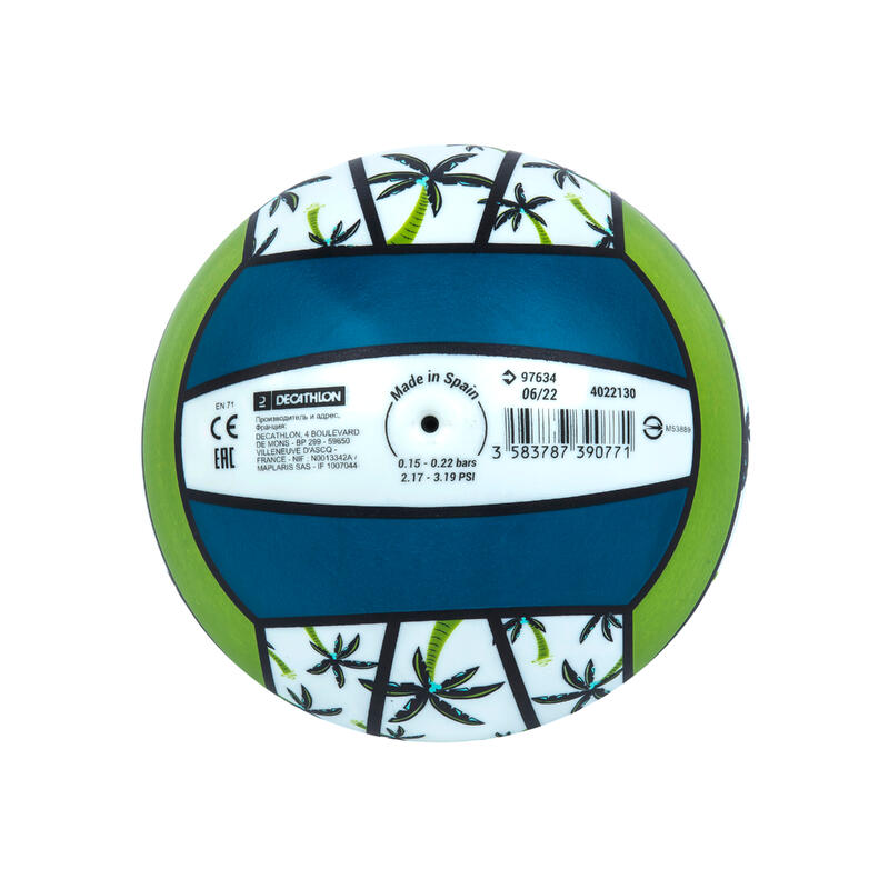 Beach Ball BV100 Fun Size 3 - Palm Tree/White/Green