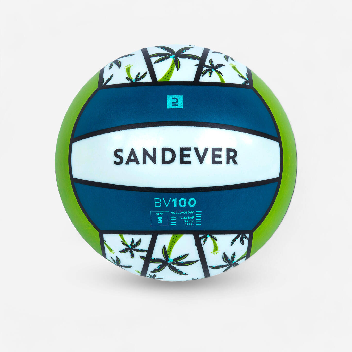Beach Ball BV100 Fun Size 3 - Palm Tree/White/Green
