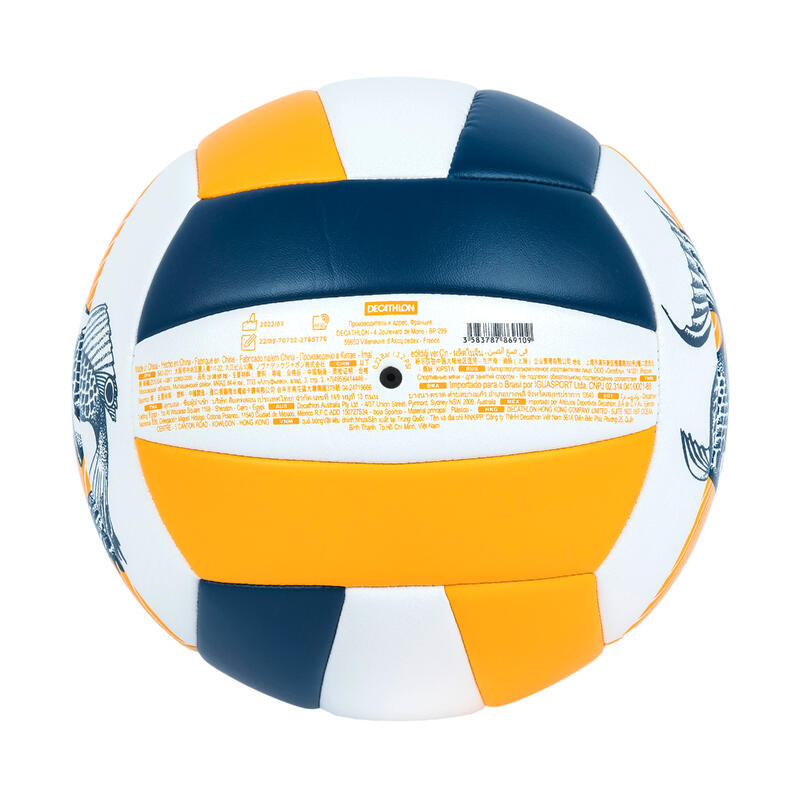 Ballon de Beach volley 100 Classic cousu Taille 5 Orange Poisson