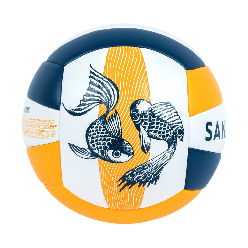 Ballon de Beach volley 100 Classic cousu Taille 5 Orange Poisson