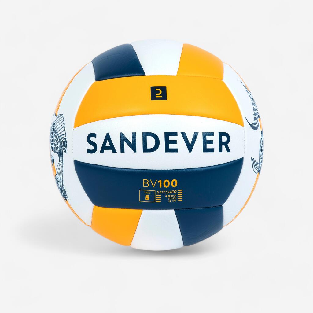 Ballon de Beach volley 100 Classic cousu Taille 5 Orange Poisson