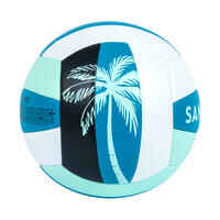 Susiūtas paplūdimio tinklinio kamuolys „100 Classic“, 5 dydžio, mėlynas su palme