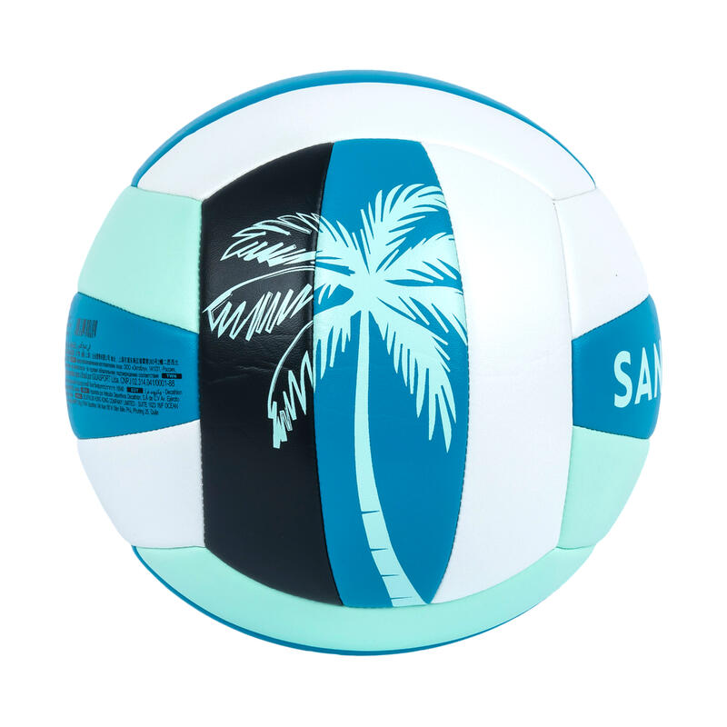 Bal voor beachvolleybal 100 Classic gestikt maat 5 palmboom blauw