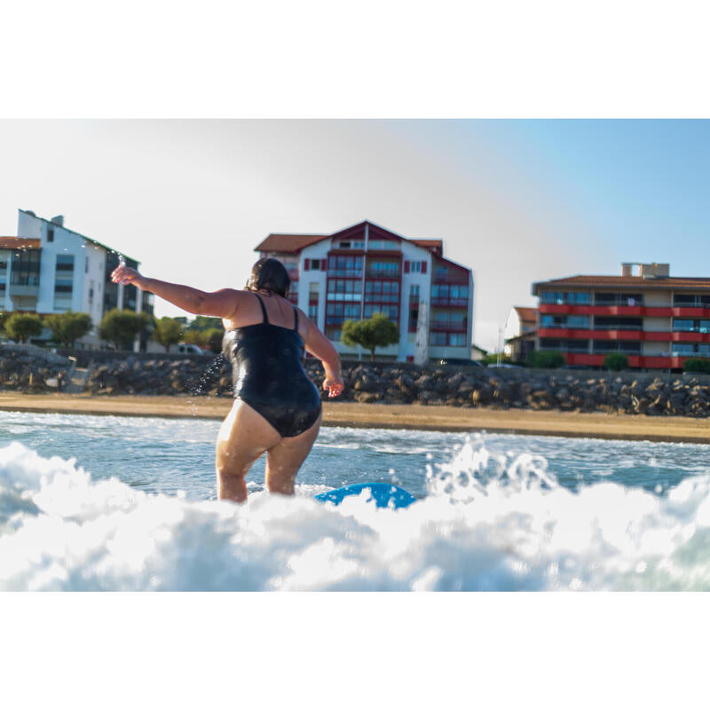 Bañador Mujer surf reductor moldeador drapeado negro