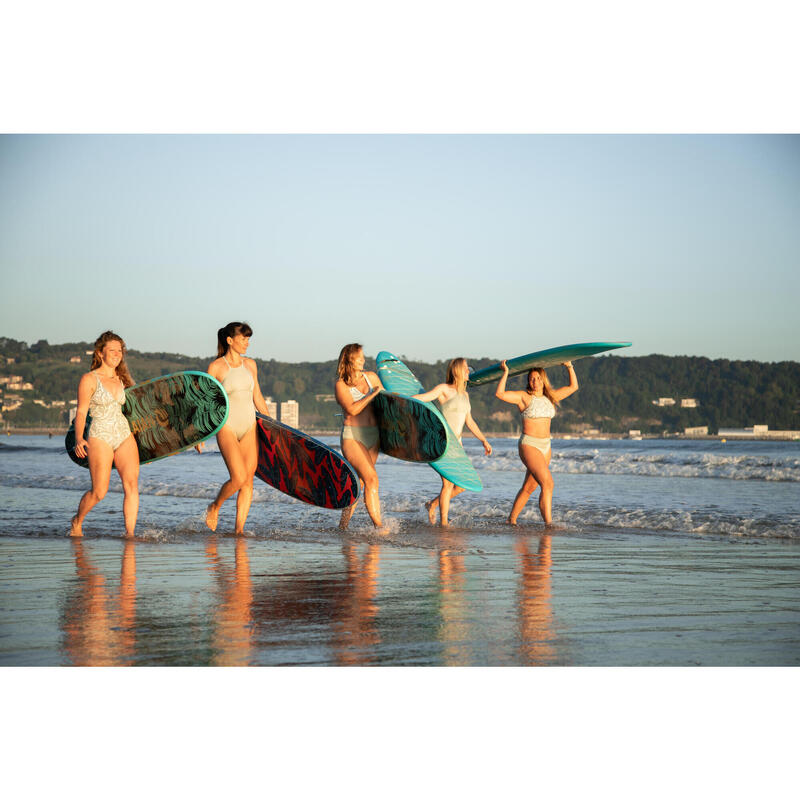 BAS DE MAILLOT DE BAIN DE SURF FEMME TAILLE HAUTE GAINANTE NORA VERT CLAIR