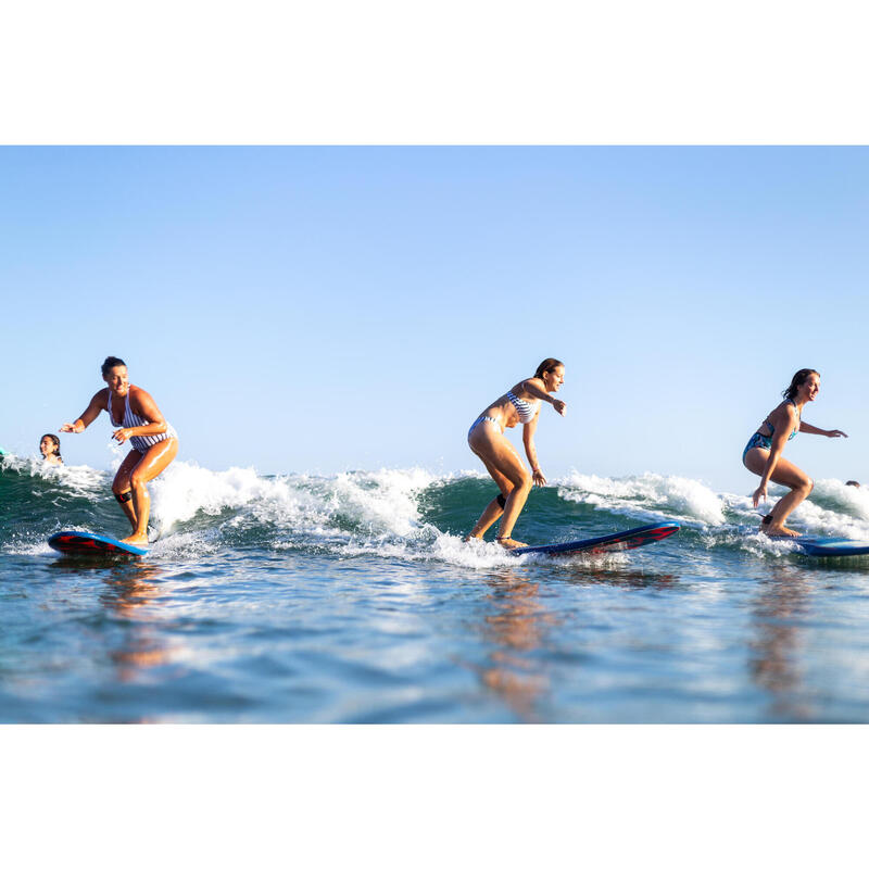 Bañador Mujer surf escote V rayas blanco marinero