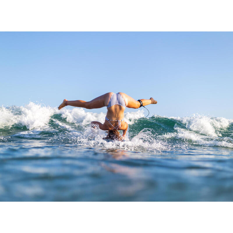 Top bikini Mujer surf deportivo cuello halter marinero blanco rayas