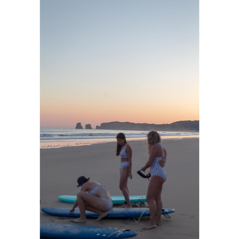 Top bikini Mujer surf deportivo espalda ajustable marinero blanco rayas