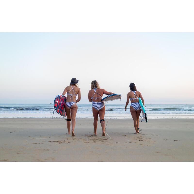 Cueca de Bikini de Surf NORA Mulher Cintura alta modeladora Azul Branco Cinza