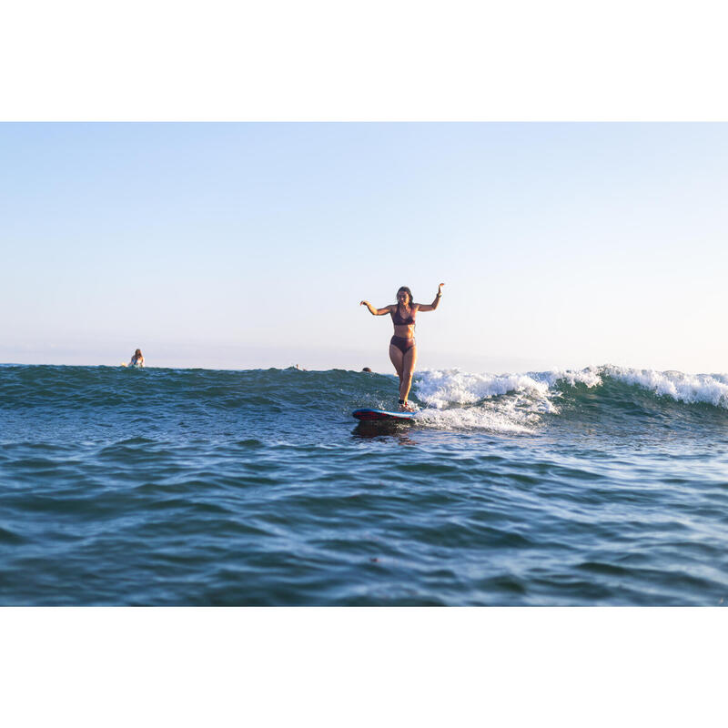 Bas de maillot de bain de surf femme taille haute ROMI ROUGE BORDEAUX
