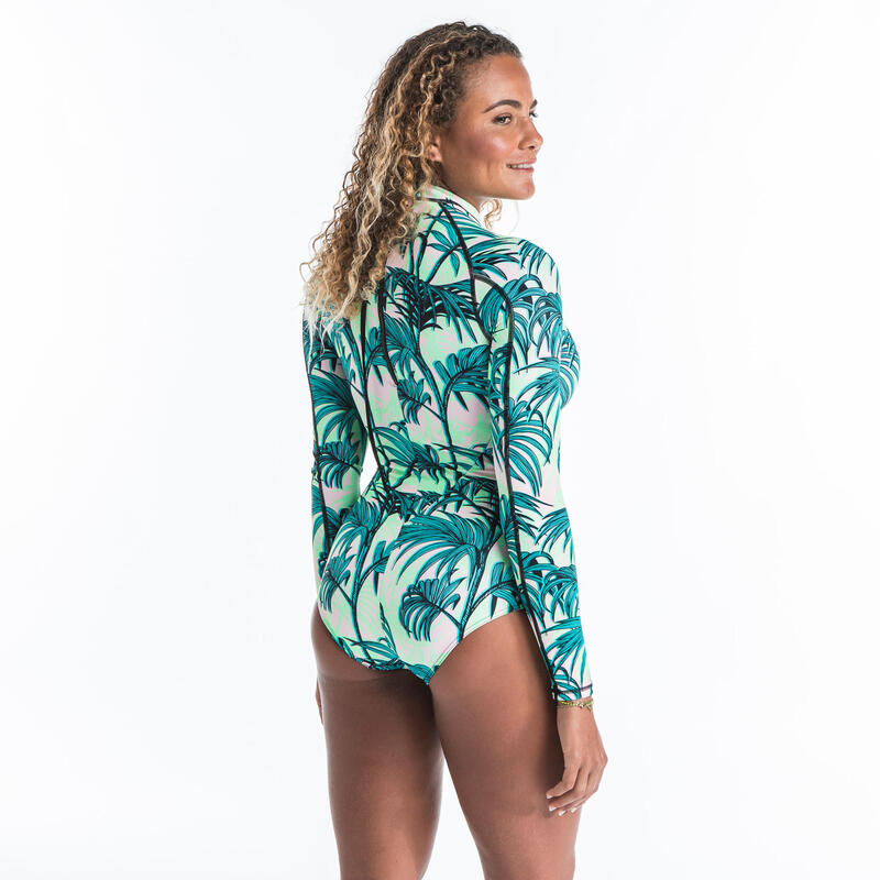 Bañador Mujer deportivo cremallera manga larga tropical