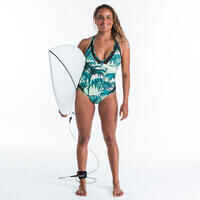 Bañador Mujer deportivo escote V tropical