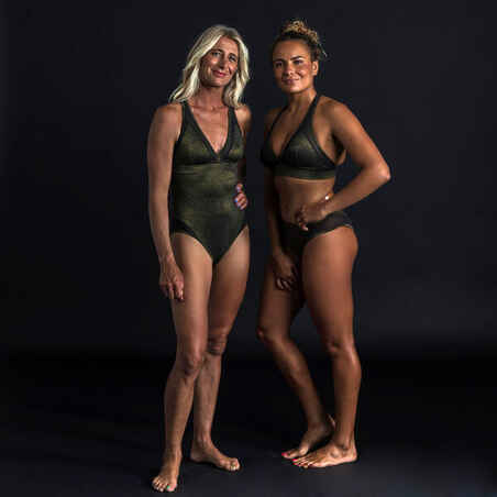 Women's Surfing Swimsuit Crop Top Double Flat Clasp ELISE - SPARKLE GOLD