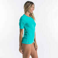 WOMEN’S SURFING SHORT-SLEEVED T-SHIRT ANTI UV MALOU TURQUOISE