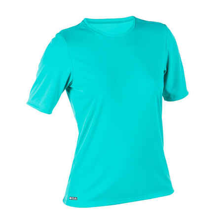 חולצת טי קצרה לנשים עם חסימת UV לפעילות במים דגם MALOU - טורקיז