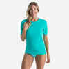 Sieviešu UV aizsardzības sērfošanas T krekls ar īsām piedurknēm “Malou”, tirkīza