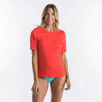 WOMEN’S SURFING SHORT SLEEVE UV PROTECTION T-SHIRT MALOU - CORAL PINK