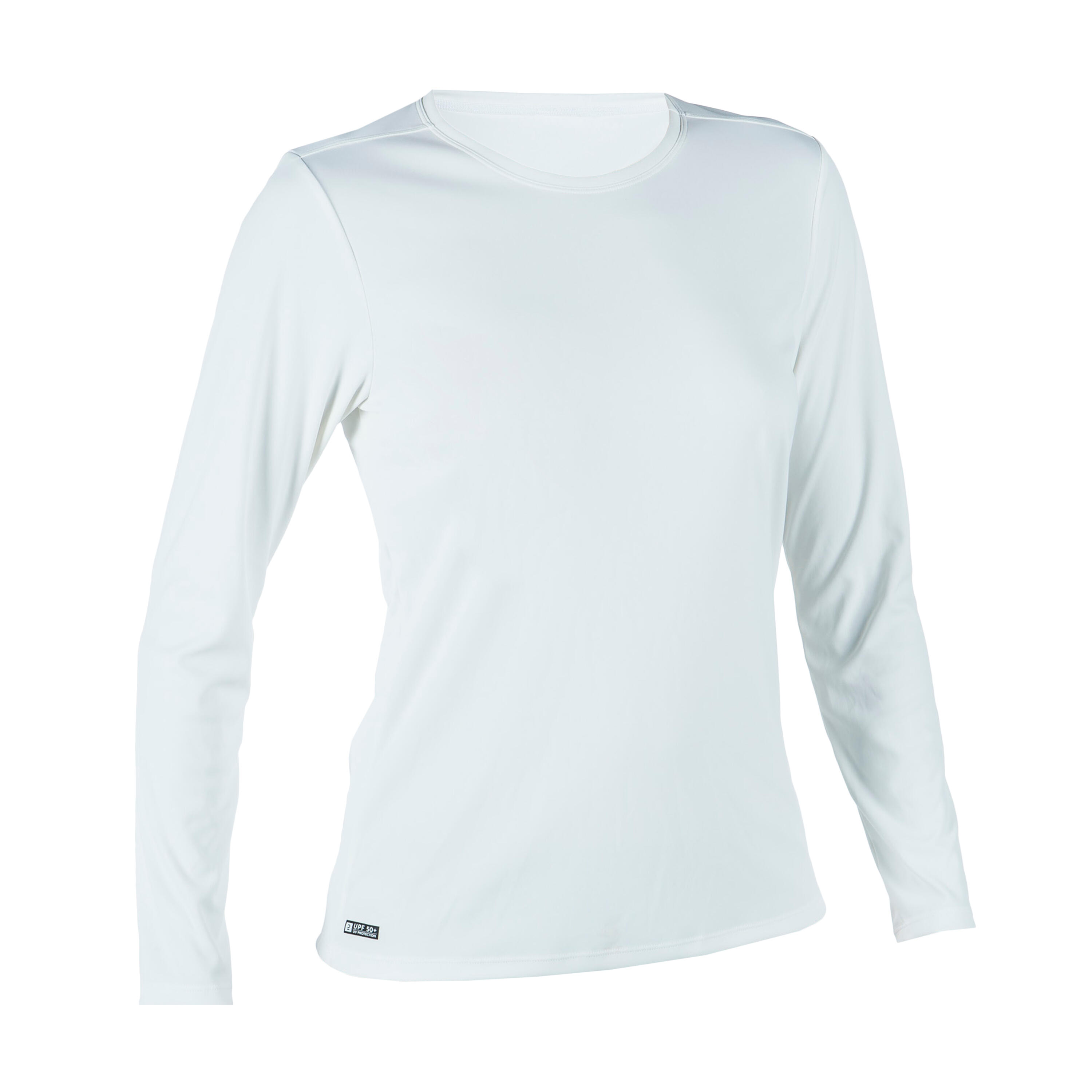 WOMEN’S SURFING LONG-SLEEVED UV-RESISTANT T-SHIRT MALOU GREIGE (UNDYED) 3/11