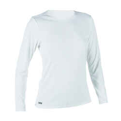 WOMEN’S SURFING LONG-SLEEVED UV-RESISTANT T-SHIRT MALOU GREIGE (UNDYED)