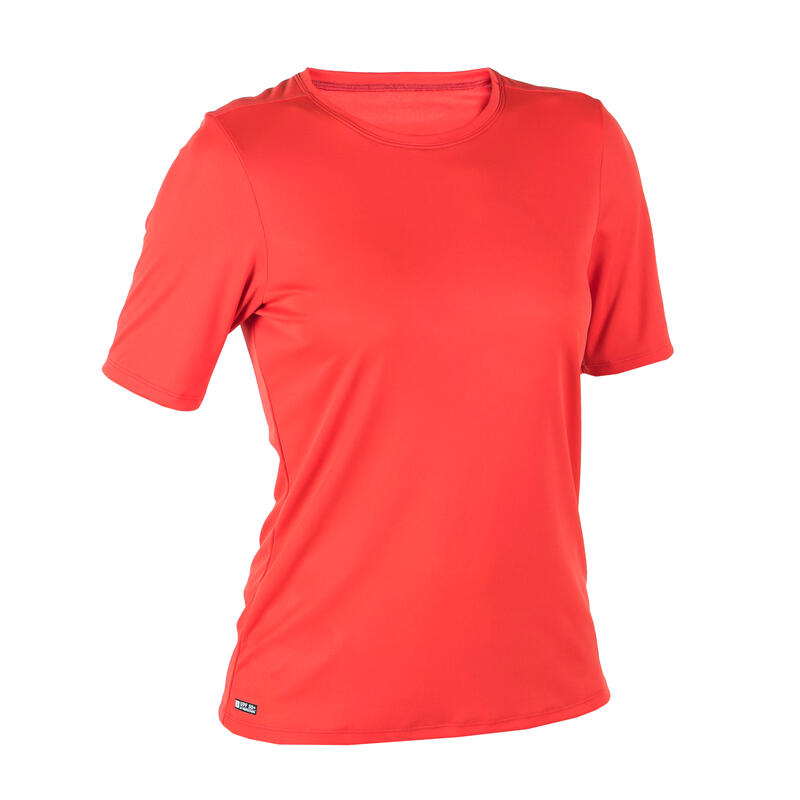 Camiseta protección solar manga corta sostenible Mujer rojo sandía