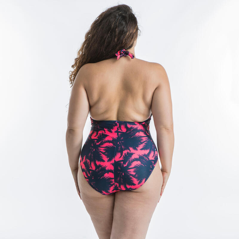 Bañador Mujer surf escote V rosa tropical |
