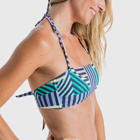 Bikini-Oberteil Damen Bandeau herausnehmbare Formschalen Laura Graphiti lila