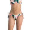 Bikini-Hose Damen  hoher Beinausschnitt seitlich gebunden Sabi Jungle beige/grün